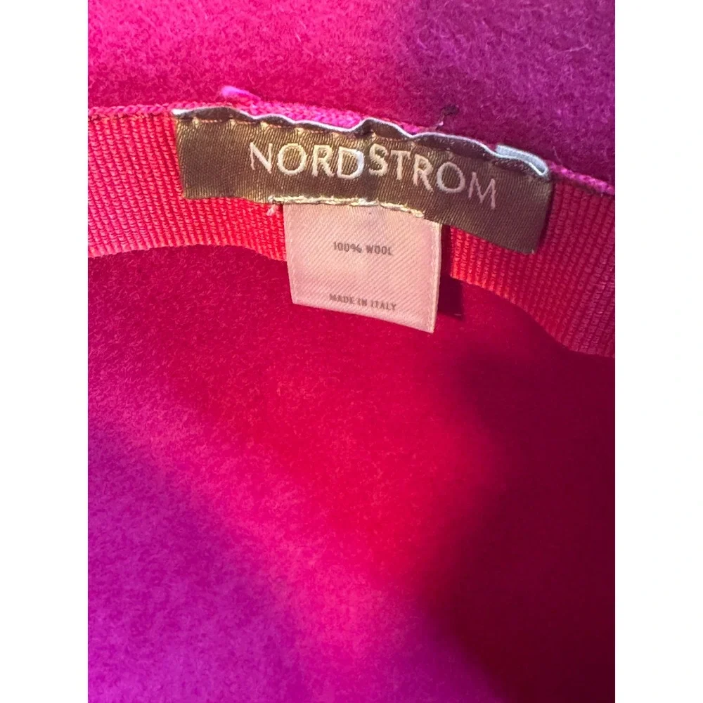 Nordstrom Magenta Pink Wool Cloche Hat Made in Italy Bow Detail Vintage Style